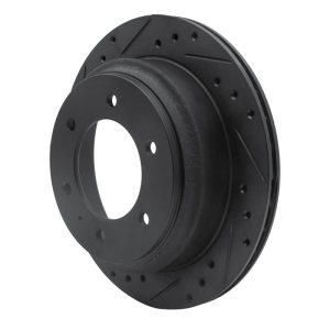 Acura SLX Brake Rotor (1) - Rear Left - R1 Concepts - Drilled & Slotted - Black - `92-`04